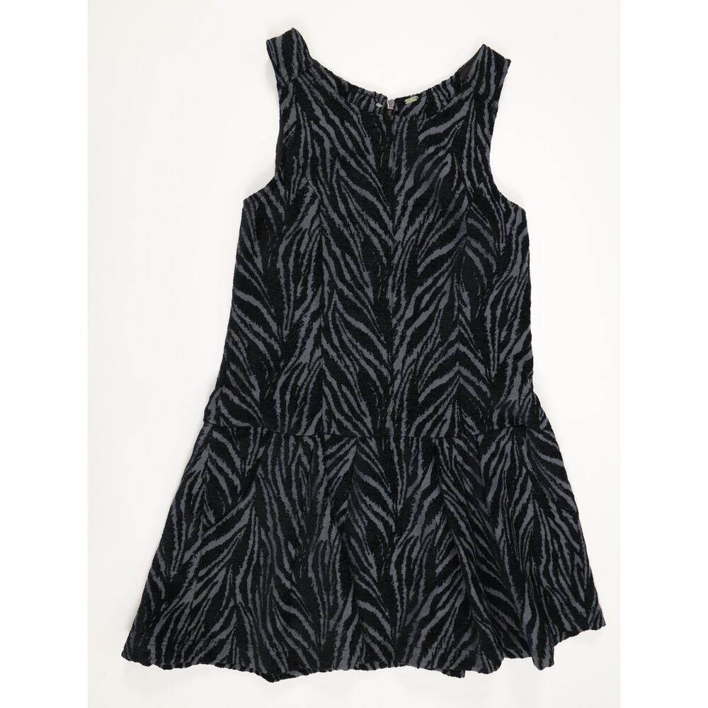 Free People Chenille Zebra Drop Waist Pleated Mini Dress Pockets Boho Fall XS - Picture 10 of 16